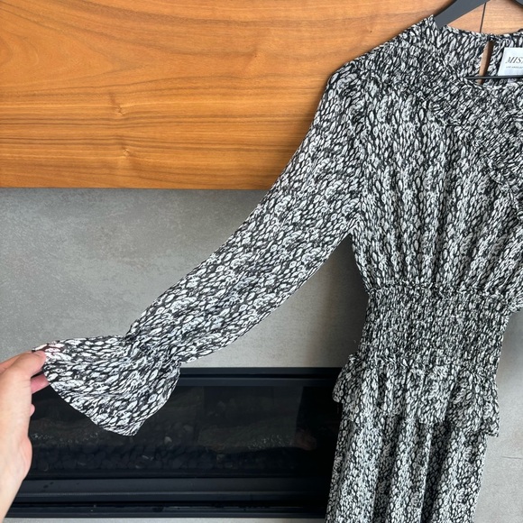 MISA Los Angeles Sophia Asymmetrical Ruffle Smocked Midi Dress, Size XS - Picture 8 of 16